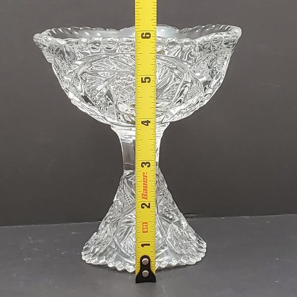 Vtg Imperial Nucut Pinwheel Compote Candy Dish MCM Elegant Cut Glass Decorative - Picture 6 of 16